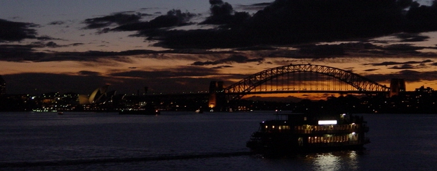 Night scene of Sydney Bridge and Opera House