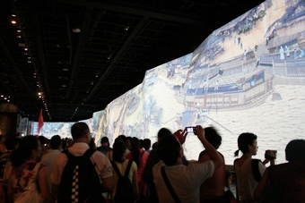 I-3-09-02-Astonishing cartoon painting 'Over the river in Chingming Festival' seen in China Pavilion