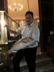 D08_04-09-02_The boss showed me a big fish enthusiastically - Duje Restaurant (Split, Croatia)
