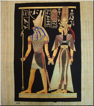 14 Nefertari and God Horus (a papyrus painting).JPG