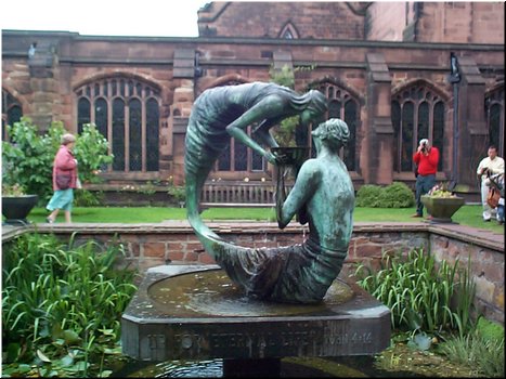 39 A statue in the middle yard of Chester Cathedral, UK.jpg
