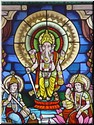 06 A 3rd glass window with Ganesh (middle) (most popularly worshiped in India).jpg