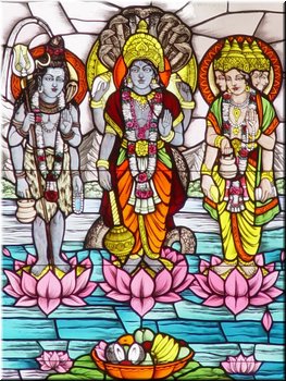 Day 3 --- 01-04 Birlar Lakshmi Narayan Temple, Jaipur (a glass window with 3 major Hindi gods).jpg