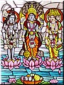 Day 3 --- 01-04 Birlar Lakshmi Narayan Temple, Jaipur (a glass window with 3 major Hindi gods).jpg