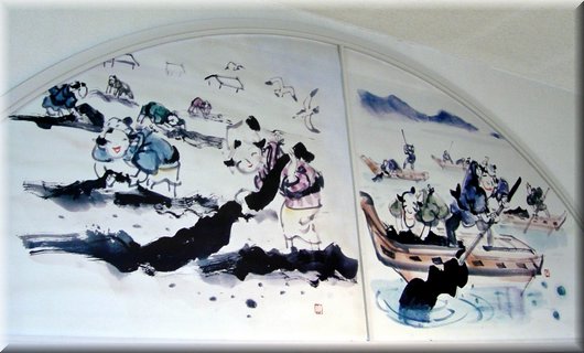 02-01-11 A painting showing kelp harvest activities seen in Konbukan (Kelp Exhibition House).JPG