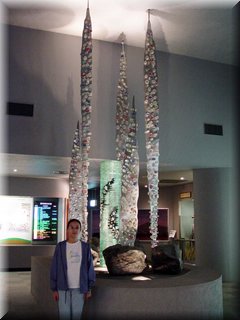 02-01-12 Meimei before a kelp-shaped artwork seen in Konbukan.JPG