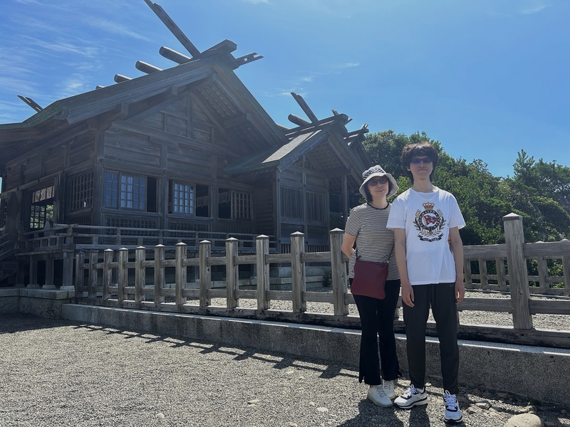 Japan 2024---05-02-02_My wife Chih-Hua's nephew and her son in front of Omi Shrine.jpg