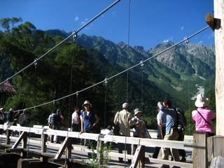 02-04-04 Kamikochi (Upper Highland) in Middle Mountain National Park - on a bridge