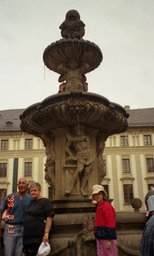 Czech 1999---10-02 11 Meimei making a pledge at a magnificent spring in the square.jpg