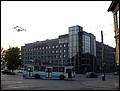 Estonia 2002---D1-04 03 Outside of Hotel Vantis in Tallinn, Estonia with a passing electric bus.jpg