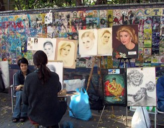 D6--04 Portrait drawing stand in Arbat Street, Moscow, Russia.JPG