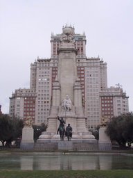 Spain 2002 - 04---2_6_Spanish Square in Madrid --- 01 A monument for Cervantes (author of Don Quixote).JPG
