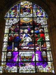 Spain 2002 - 21---2_9_Seville Cathedral - views --- 11 A beautiful window glass painting of religious stories.JPG