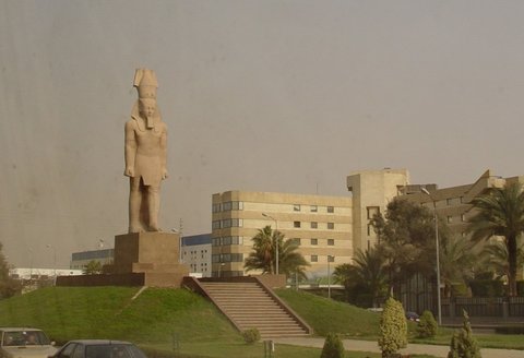 Egypt 2004---D02-01-01  First glance at Cairo --- a Ramses II statue in downtown.jpg