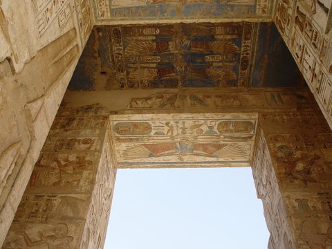 Egypt 2004---D04-05-09 A colorful ceiling in Habu Temple in West Luxor.jpg