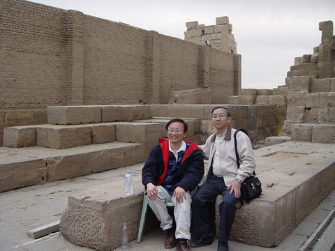 Egypt 2004---D07-04-05 With Dr. Lan having a rest in Kom Ombo Temple.jpg