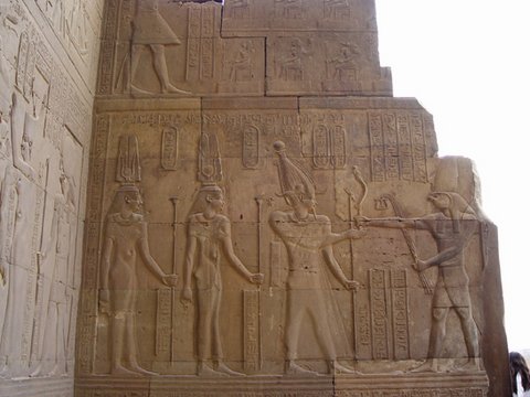 Egypt 2004---D07-04-10 Queen Cleopatra II and King Ptolemy VII worshipping Horus.jpg