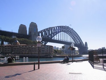 Australia 2006---03-02-11 Sydney Harbor Bridge seen from the Rocks area in Sydney.jpg