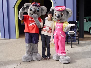 Australia 2006---07-02-17 With Dreamworld characters Kenny Koala and Belinda Brown.jpg