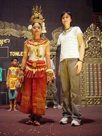 Cambodia 2006 --- Day 01-06 Dinner --- 02 A shot with a traditional dancer in the restaurant after watching the show.jpg