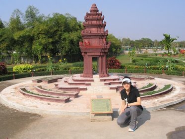 Cambodia 2006 --- Day 05-01 Cambodian Cultural Village --- 02 In front of a miniature Cambodia Independence Monument.jpg