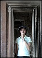 Cambodia 2006 --- Day 02-09 Angkor Wat --- 03 Imitating a polite pose of Cambodians.jpg