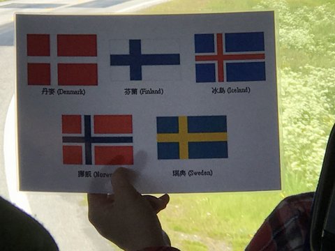 D07-01-01 The national flags of the Scandinavian countries (icluding Iceland).JPG