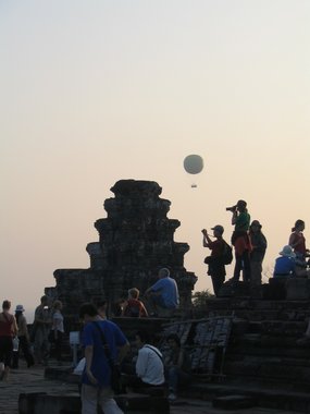 Cambodia 2006 --- 10 Bakheng Temple in Angkor area with a balloon in the sky (which we rode).jpg