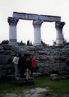 Greece 1999---In front of a Romain temple ruin at ancient Corinth.jpg