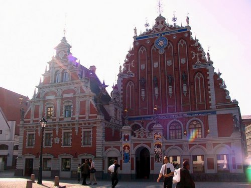 Latvia 2002---Blackhead Houses in Town Square in Riga.jpg