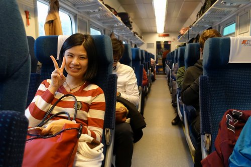 Poland 2016---D04-01-01-Our group leader Minmin in the train we took to Krakow.jpg